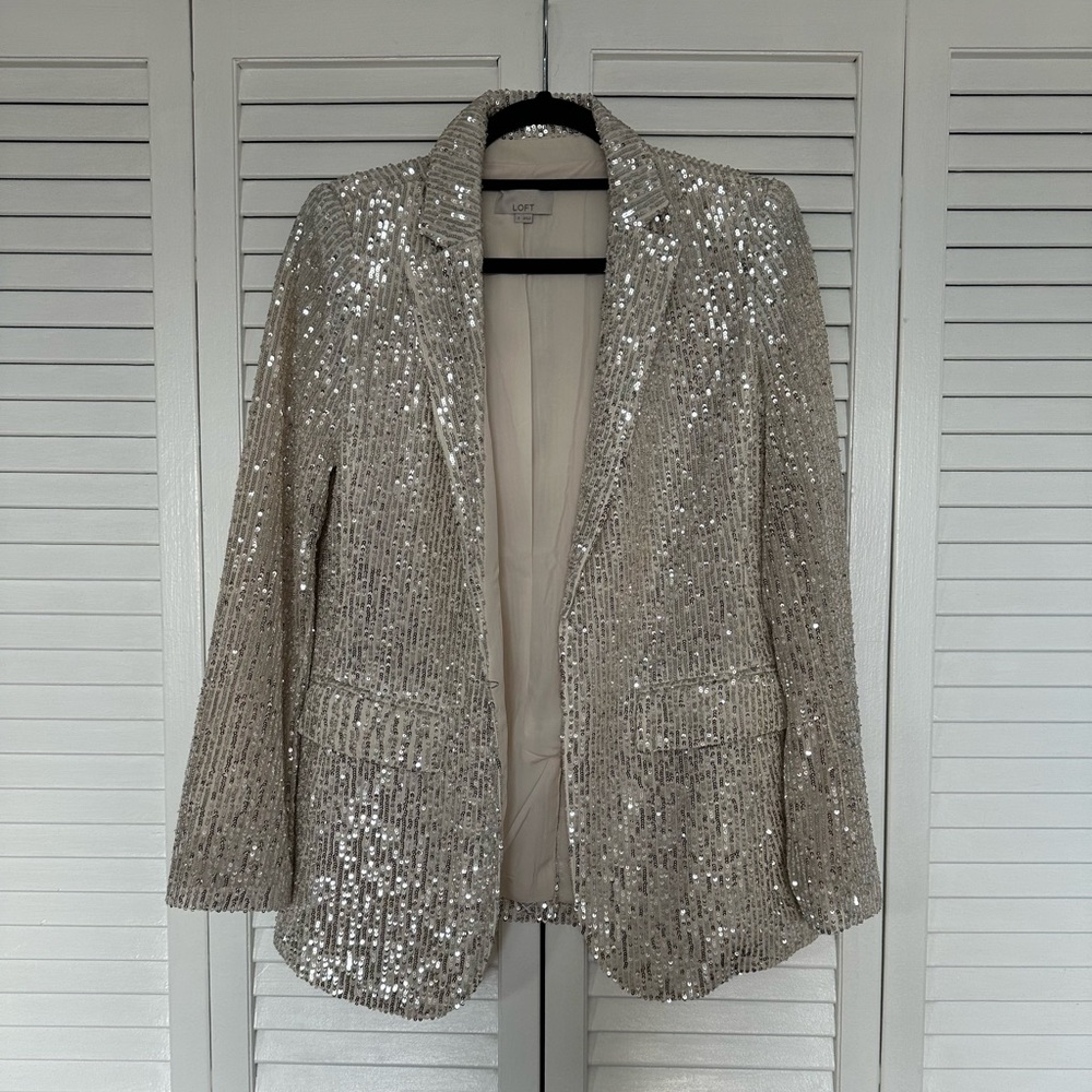 LOFT Silver Sequin Blazer